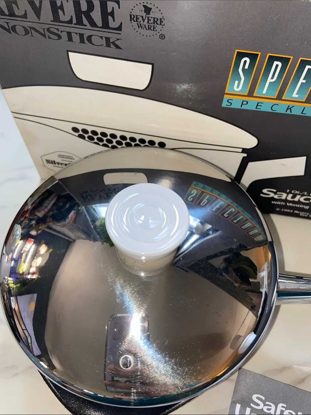 Revere Ware Spectrum Speckled White Nonstick Saucepan with Lid 1Q